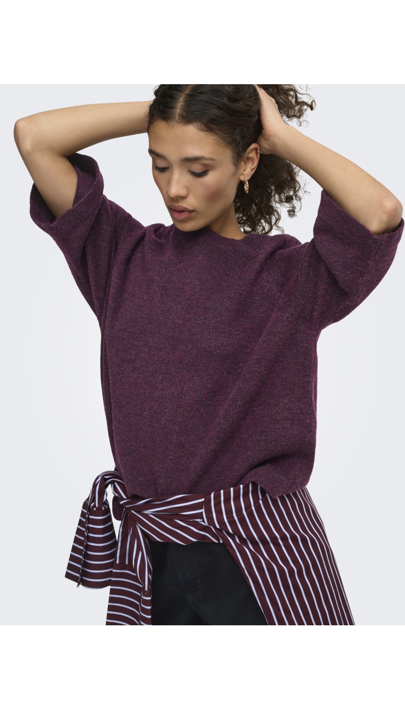 Pull Maille Mauve Wine ONLSIMONI ONLY - 3 | TOPS